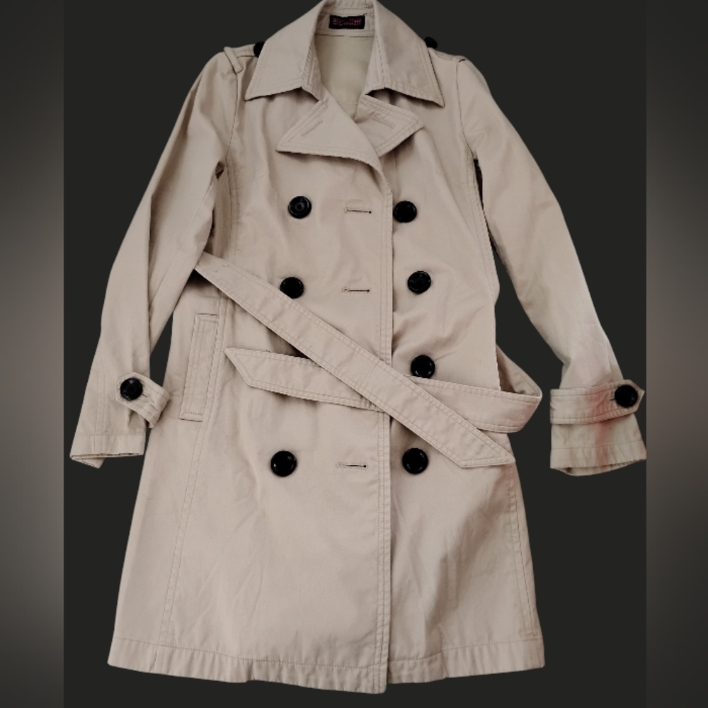 Classic Beige Vintage Double-Breasted  Trench Coat - Picture 2 of 13